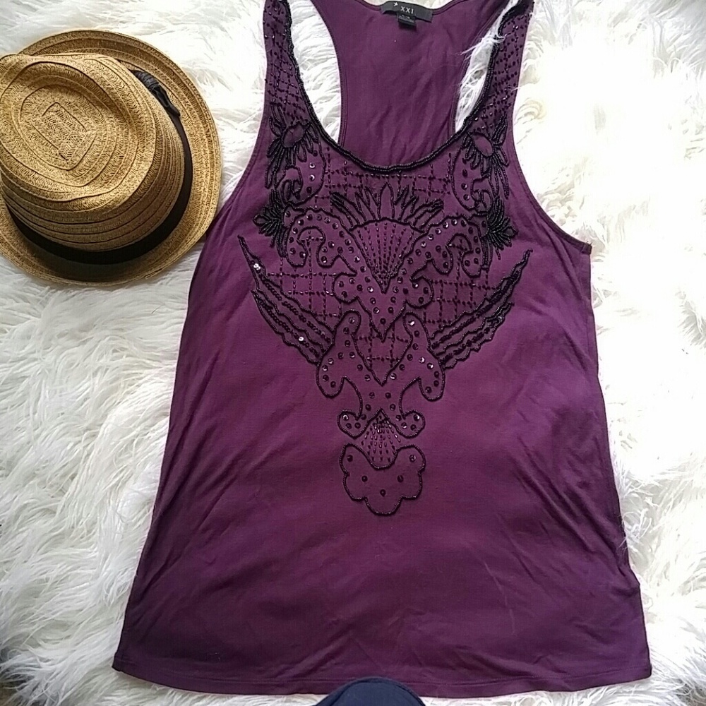 Black beaded embellished tank